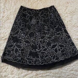Chic Black Floral A-Line Skirt